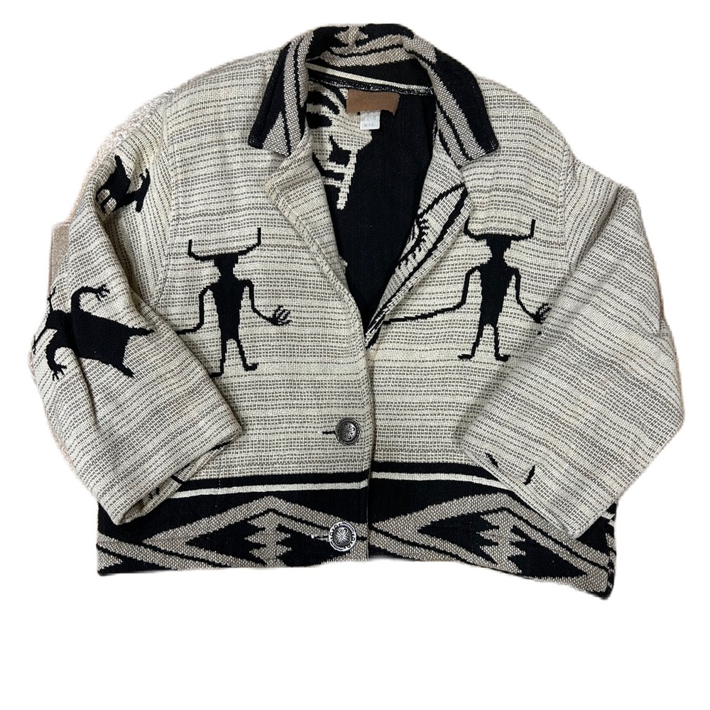 Black & Cream Southwestern Knit Blazer Jacket